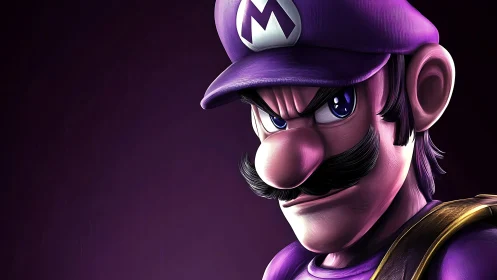 Purple clad rival leans in with a bold, determined glare.