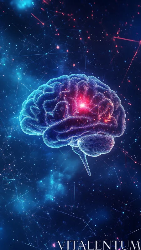 Neural network illuminated brain hologram in deep space field