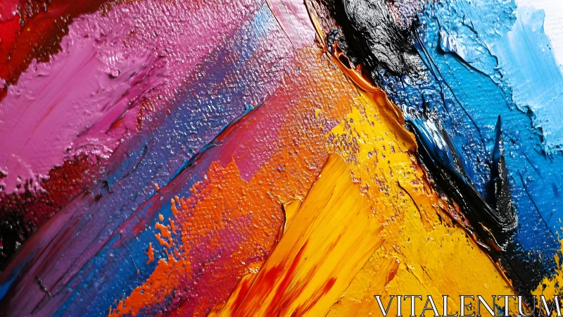 Vibrant Abstract Oil Painting With Bold Color Strokes and Texture.