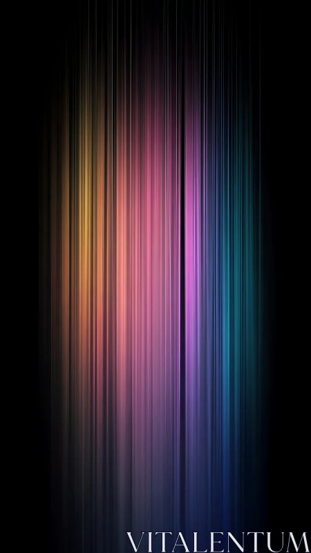 Vertical neon light streaks descend in a dark abstract space