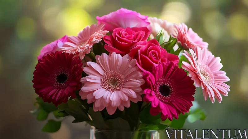 Symphony of Petals: Pink Rose and Gerbera Daisy Arrangement.