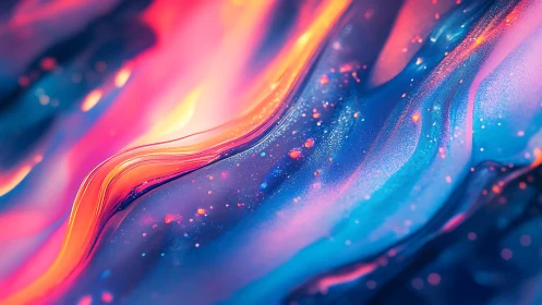 Flowing neon waves glow gently across a dreamy night sky