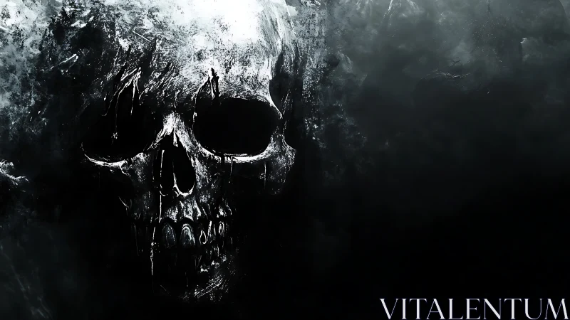 Spectral cranial structure emerging from high-contrast void.