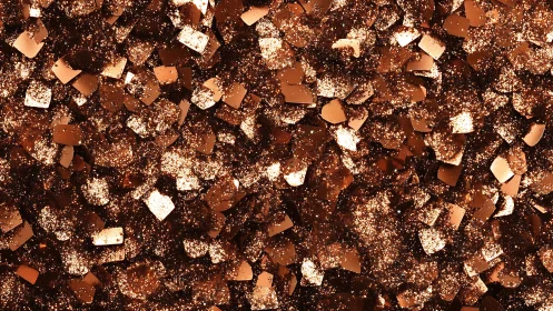 Copper glitter macro view shows dense reflective particle field