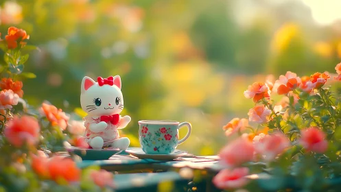 Adorable Kitty's Garden Tea Party Moment.