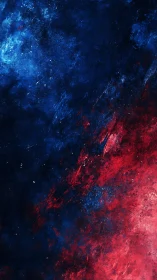 Red and blue abstract textured background diagonal split.