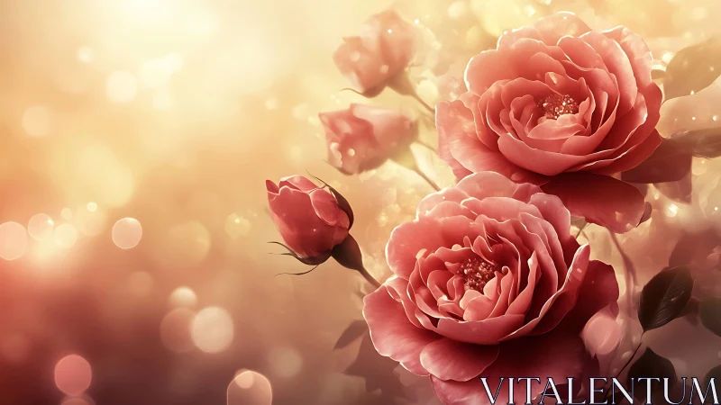 Radiant Roses Bathed in Golden Sunlight.
