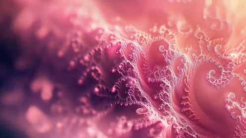 Radiant pink fractal waves in soft luminous bloom.