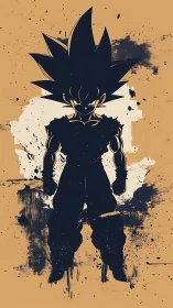 Silhouetted warrior stands defiant in bold ink splashes