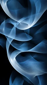 Soft blue ribbons of light drift gently through the dark