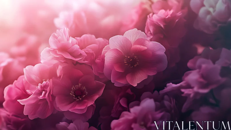 Stratified Pink Peonies: Luminescent Floral Composition with Depth Gradation.