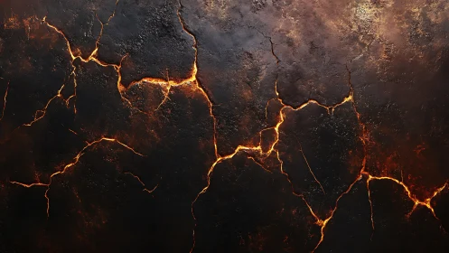 Molten Lava Cracks Glow Against Charred Earth.