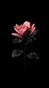 Rose with Crimson Petals on Black Background