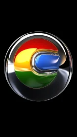 Chrome-inspired glossy orb highlights bold primary colors.