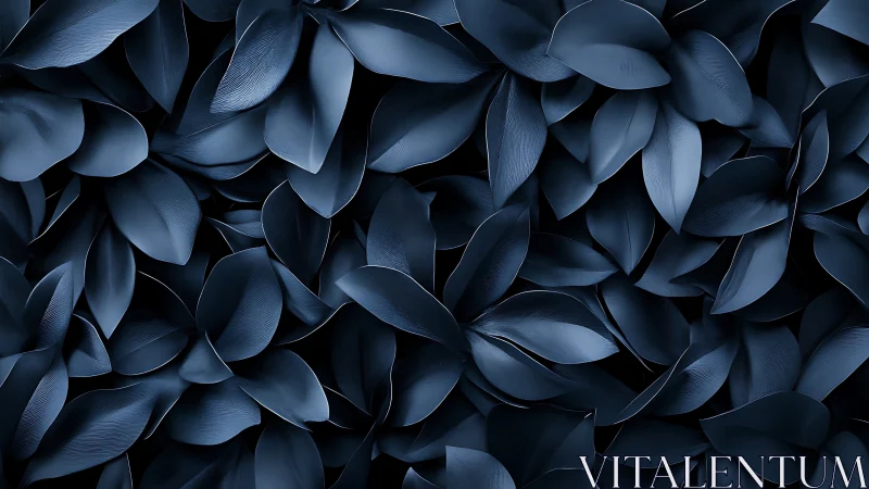Midnight blue leaves overlap in a calm abstract pattern