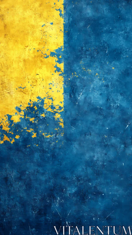Vertical yellow and blue textured abstract color field design.