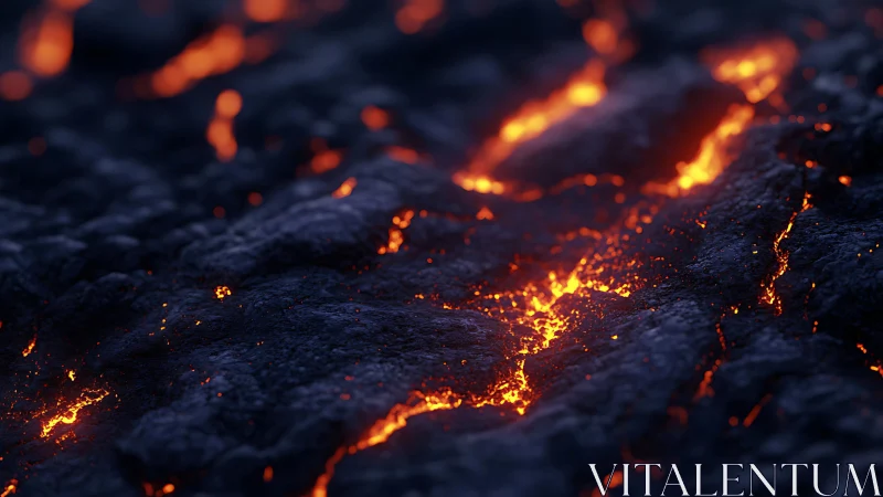 Incandescent Lava Flow: Magmatic Crust with Radiant Erosion Patterns.