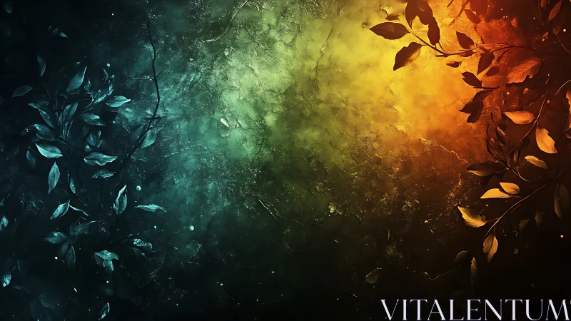 Glowing leaves gently bridge cool teal shadows and warm gold