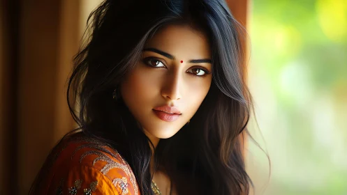 Quiet sunlight frames a thoughtful woman with gentle grace