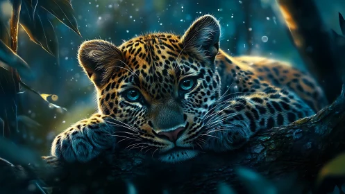 Luminous Leopard: Crystalline Gaze in Twilight Wonder