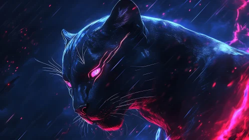 Neon Phantom Cat: Digital Storm Emerges.