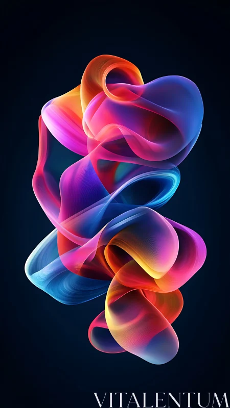 Shimmering ribbon vortex in luminous neon gradients.