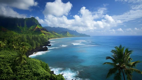 Kauai Na Pali Coast Cliffside Ocean View.