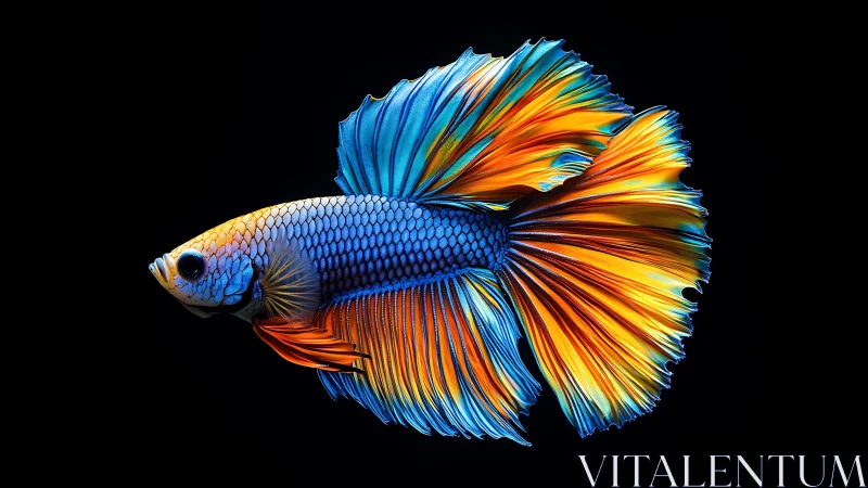 Digital portrait depicts a betta fish with extended fins