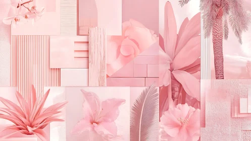 Cotton candy botanicals in geometric blush dreamscape.