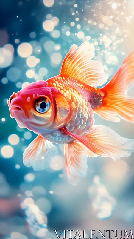Shimmering goldfish drifting through dreamy underwater light.