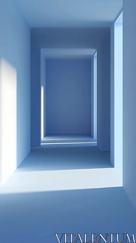 Infinite Blue Corridors: A Journey Through Light.