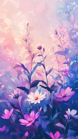 Serene Wildflowers Bloom in Dreamy Pastel Light