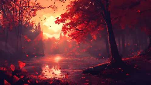 Crimson Forest Cathedral: Where Autumn Swallows the Sun.