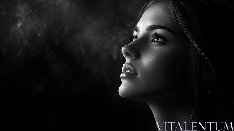 Soft light on a hopeful face turned gently toward dreams.