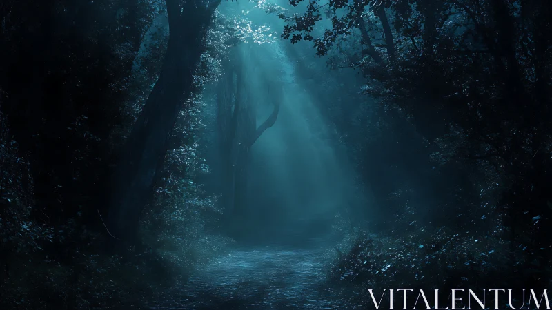 Underwater Cave Path Illuminated by Ethereal Light.