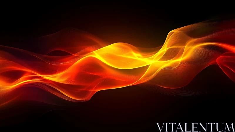 Vibrant Abstract Waves of Orange and Yellow on Black Background.