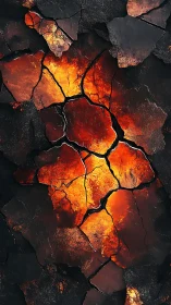 Molten Lava Surface with Cracked Black Crust