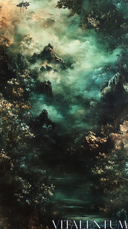 Mist-draped mountains trade secrets with an emerald river