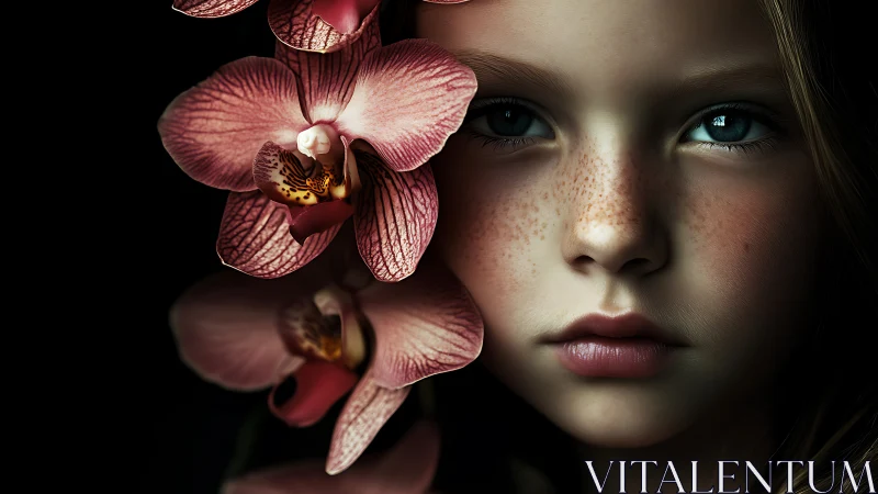 Orchid Flower Composition: Phalaenopsis Blossom with Botanical Portraiture.