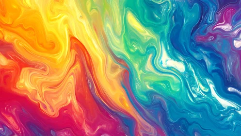 Multicolored fluid abstract pattern with swirling gradients.