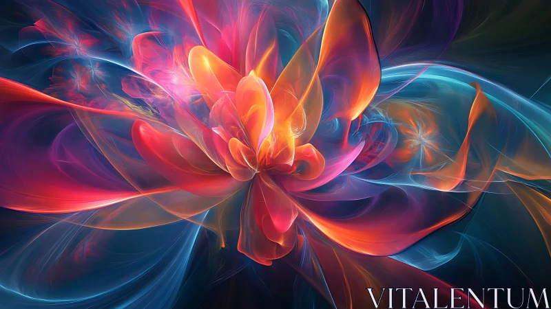 Nebula Blossom Unfurling In Liquid Neon Petal Currents.