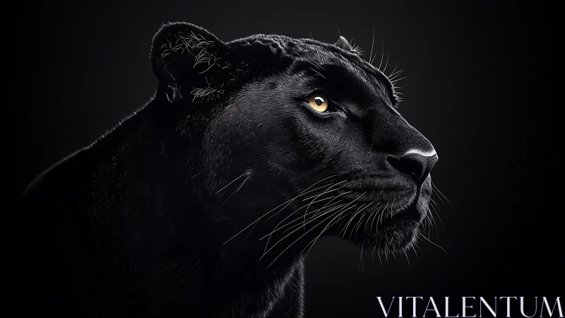 Majestic Black Panther Portrait with Golden Eyes