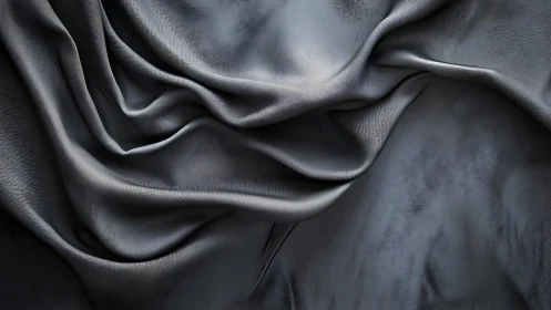 Elegant dark gray silk fabric with soft folds, realistic texture.