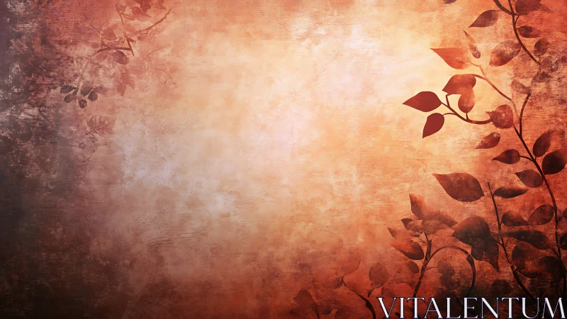 Rustic floral vines glow softly against warm textured light