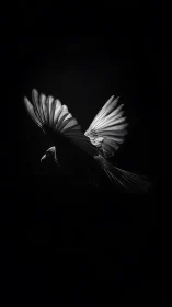 Ethereal Birds in Flight Against Dramatic Darkness.