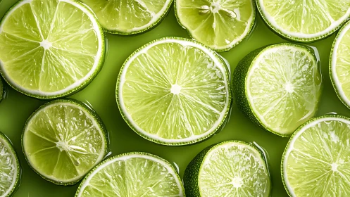 Glowing lime slices float in vivid green citrus freshness