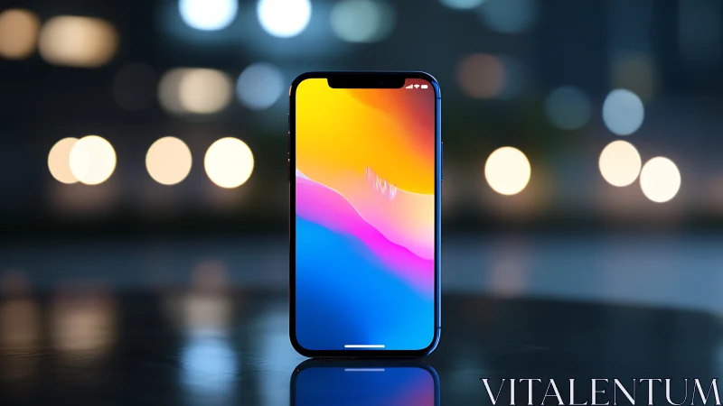 Modern smartphone displaying gradient wallpaper display.