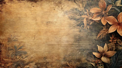 Weathered floral parchment for gentle, nostalgic stories.