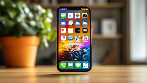 iPhone HomeScreen Sanctuary: Digital Portal Bathed in Sunset Radiance.