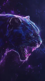 Neon Prowess: Electric Beast of Luminous Night.